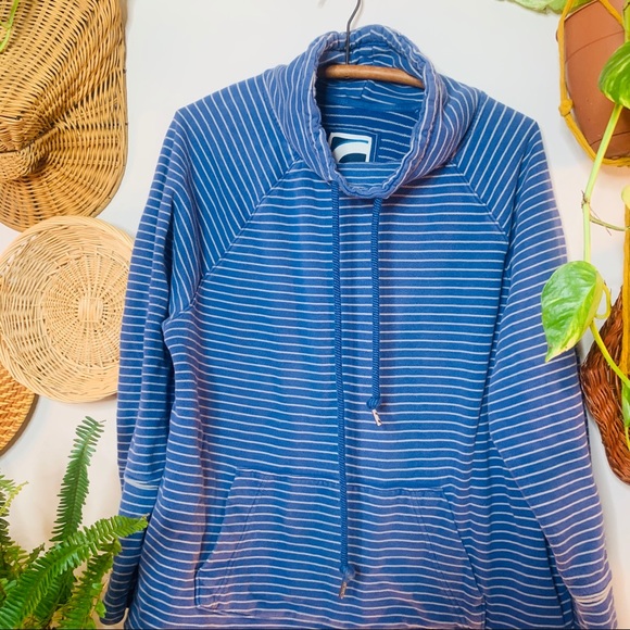 vsco cowl funnel neck oversized striped pullover - Picture 3 of 6